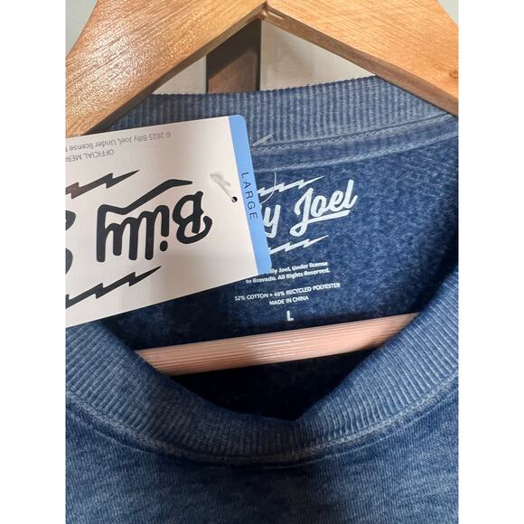 Billy Joel "Piano Man" Dropped Shoulder Fleece Graphic Sweatshirt Blue Large NWT - Picture 6 of 10